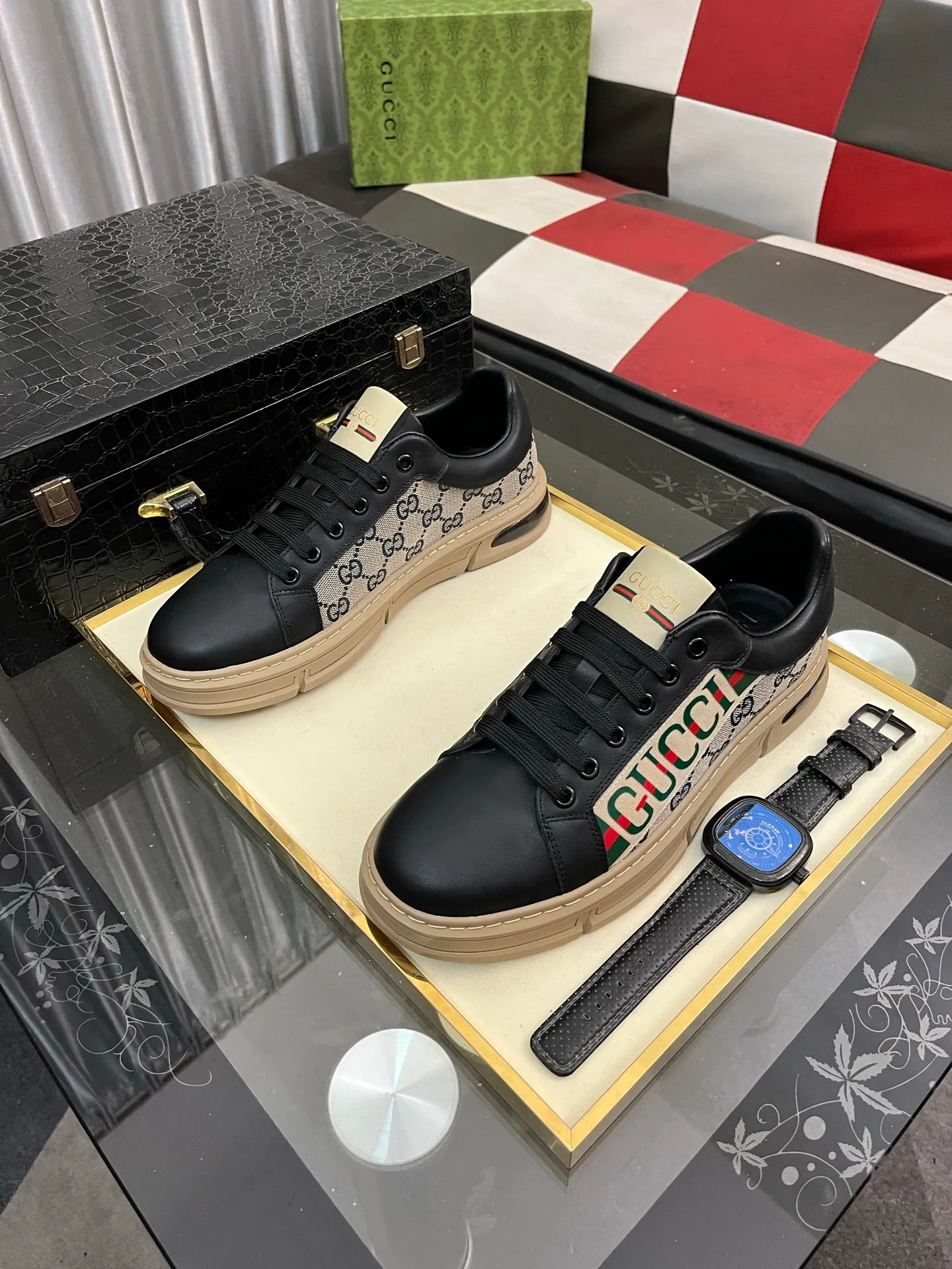 Men's shoes 💰400⌚️⌚️《GUCCI*》The latest hot-selling casual shoes, top brand [seduce] luxury~purchase, top~quality. [Strong] The upper is made of imported breathable cowhide stitching fabric material ➕ Breathable sheepskin feet (•) Fine workmanship. Code number: 38-442️⃣Colors available